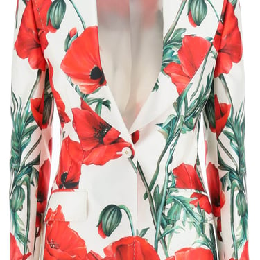 Dolce & Gabbana Poppy Print Shantung Turlington Jacket Women