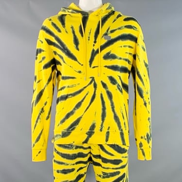 ICECREAM Size L Yellow Black Tie Dye Cotton Hoodie Tracksuit