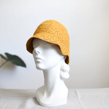 1960s Mustard Wool Cloche Hat 