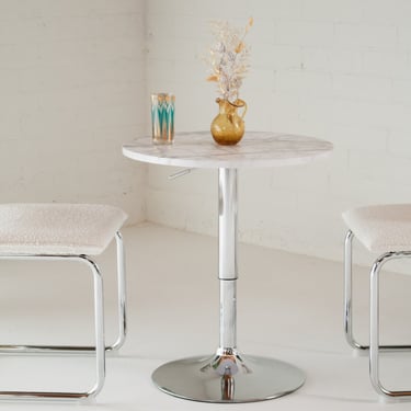 Faux White Marble Adjustable Bar/ Counter Table