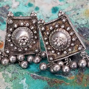 Sterling Turkish Boho Earrings~Vintage Statement Earrings~Sterling Silver 925 