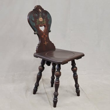 Vintage Swiss/German Carved and Painted Board Chair