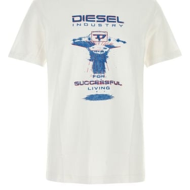 Diesel Men White Cotton T-Diegor T-Shirt