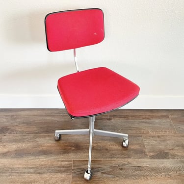 Labofa Mid Century Danish Modern Rolling Red Office Chair 1960s Denmark