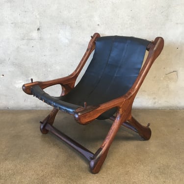Vintage Mid Century Don S. Shoemaker Slingback Rosewood Leather Chair