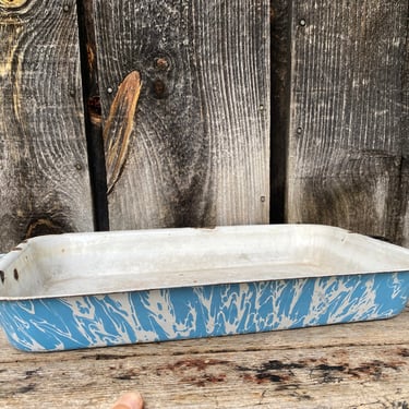 Marbled Enamel Baking Sheet — Bakeware Vintage — Enamel Baking Sheet — Blue Enamel — Vintage Blue Enamel — Enamel Baking Tray — Vintage Tray 