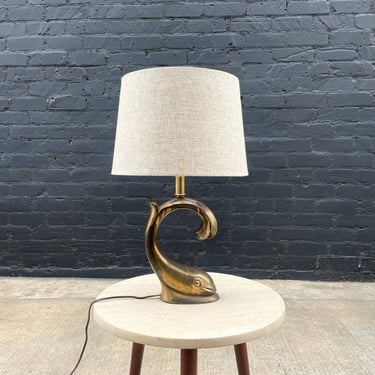 Mid-Century Modern Sculpted Dolphin Style Brass Table Lamp, c.1960’s 