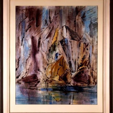 Fran Rinkel Agatha Gorge 1960 Signed Modern Gouache Watercolor on Paper Framed 