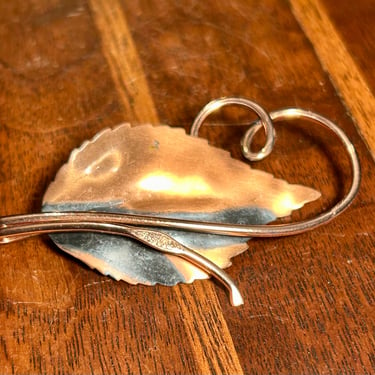 Vintage Copper Brooch By Renoir Signed Mid Century Estate Jewelry Leaf Autumn Fall 