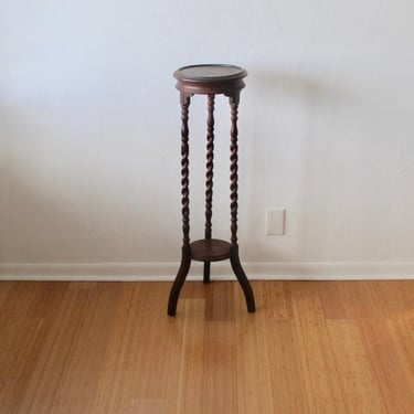 Vintage Mid-Century Barley Twist Legs Tall Plant Jardiniere Display Stand with Two Tiers 