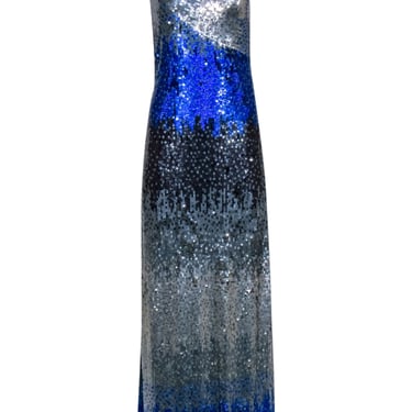Antik Batik - Blue &amp; Silver Ombre Sequin Gown Sz S