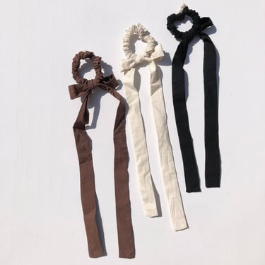 Billy Bamboo | Neutral Cotton Poplin Bow Scrunchie