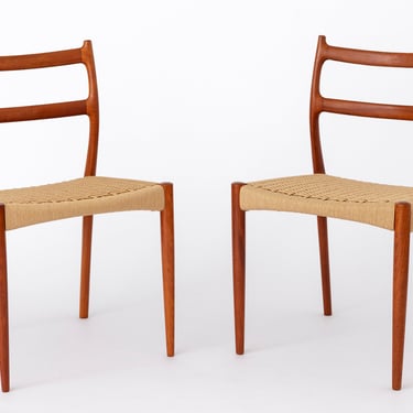 2 Søren Ladefoged chairs, teak, 1960s, papercord seat, dining chairs, set of 2 