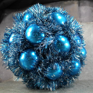 RARE & GORGEOUS! Vintage Blue Christmas Globe | Blue Glass Ornament Christmas Decor | Vintage 1960s Mod Christmas | Bixley Shop 