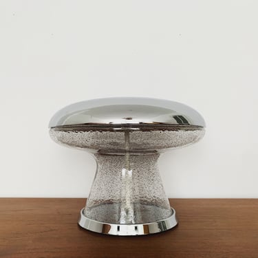 Awesome Mid-Century Modern Mushroom Ice Glass Table Lamp | 1960s 