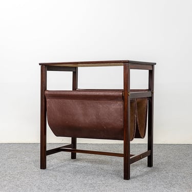 Danish Modern Rosewood & Leather Magazine Side Table - (323-057) 