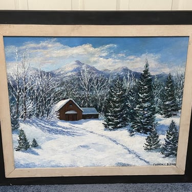 Oil painting winter scene by Florence Bishop 