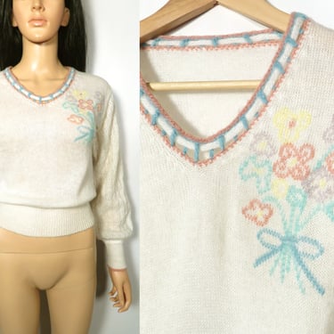 Vintage 70s/80s Spring Bouquet Sweater Size XS/S 