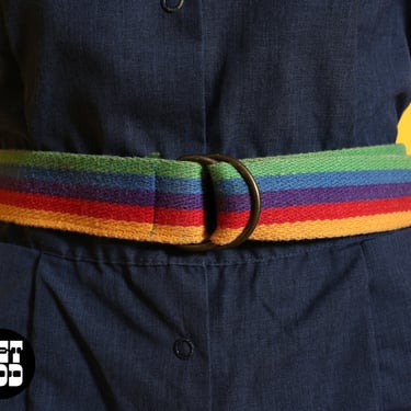 Fun Vintage 70s 80s Rainbow Woven Belt 
