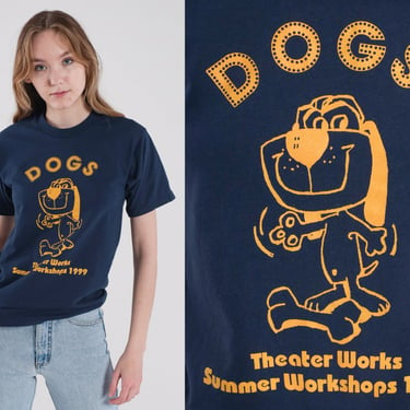 Dog's Theaterworks Shirt 90s Theater T-Shirt 1999 Summer Workshop Dog Graphic Tee Acting Drama TShirt Peoria Arziona Blue Vintage 1990s XS 