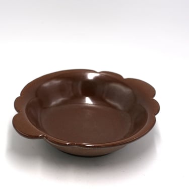 vintage Frankoma brown bowl with scalloped edge 