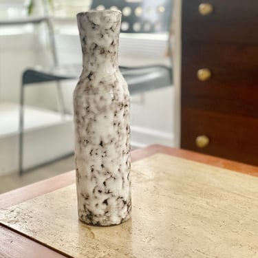 1960s Mid-Century Modern White, Blue and Earth Toned Vase 
