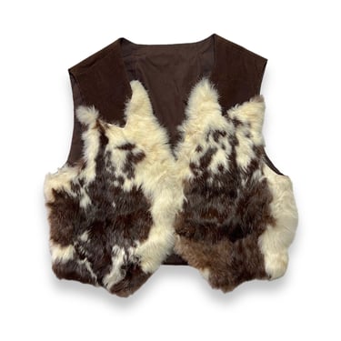 Vintage Women's Rabbit Fur & Corduroy Vest 