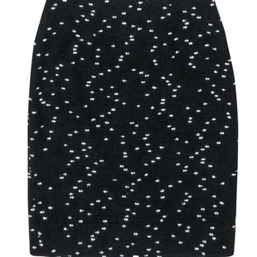 Oscar de la Renta - Black Wool Blend Pencil Skirt w/ White Speckles Sz 4