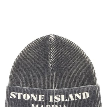 Stone Island Man Dark Grey Wool And Polyester Beanie