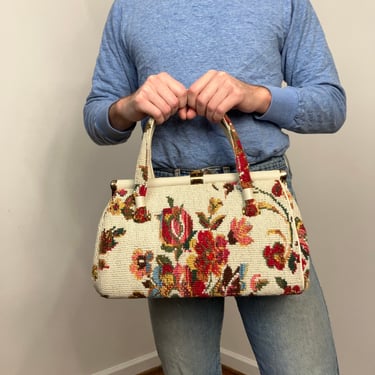 60s Floral Needlepoint tapestry handbag 