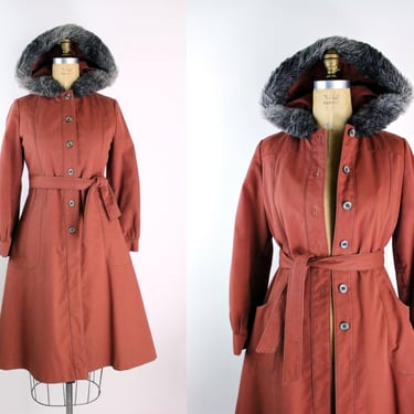 70s Hooded Princess Coat / Winter Coat / Vintage Coat / 70s Coat / Boho / Bohemian Coat / Boho Jacket / Size S 