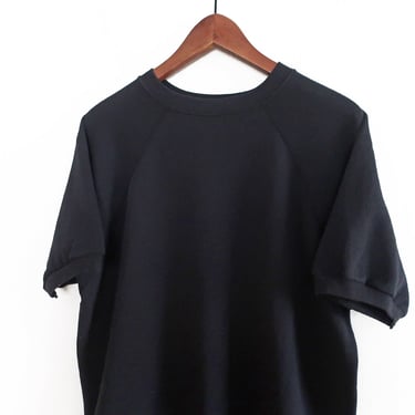 vintage black sweatshirt / raglan sweatshirt / 1970s faded black raglan short sleeve sweatshirt Medium 