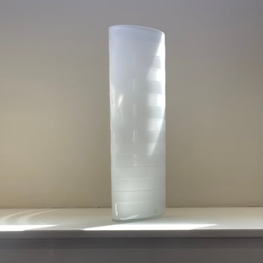 Large vintage striped glass vase by Anne Wilson 