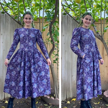 Vintage 1990’s Purple Floral Laura Ashley Dress 