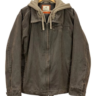 Men’s Legendary Whitetails Rugged Full Zip Brown Removable Hood Dakota Jacket XL