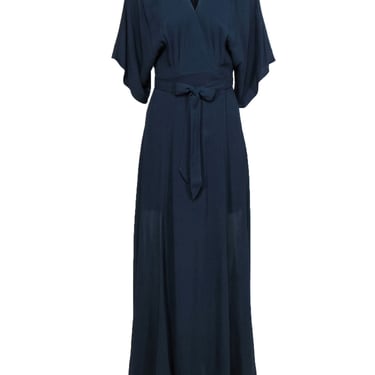 Reformation - Navy Crepe Wrap Maxi Dress w/ Wide Sleeves Sz XS
