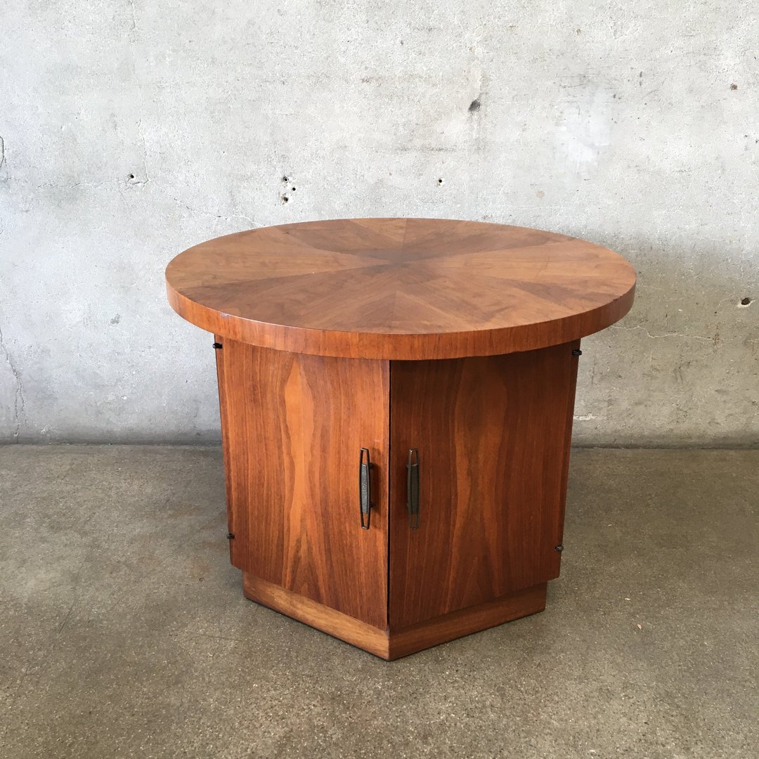Lane Hexagon Base Round Side Table with Storage Urban Americana
