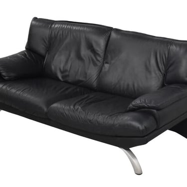 Modern Black Leather Sofa