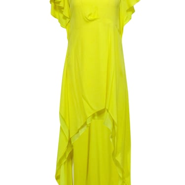 BCBG Max Azria Runway - Yellow Short Sleeve Open Back Formal Dress Sz M