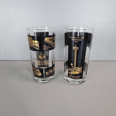 Set of 2 Vintage Hemisfair 68 World's Fair Drinking Glasses 