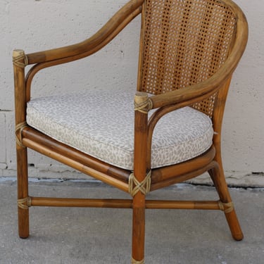 Authentic Set of Two McGuire Rattan Cane Back Armchairs Accent or Dining Chairs Organic Modern 