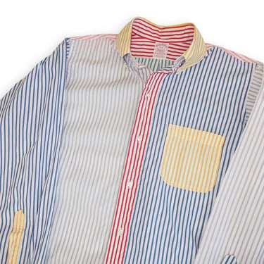 vintage button up / Brooks Brothers shirt / 1990s Brooks Brothers fun shirt striped multi color long sleeve button up Medium 