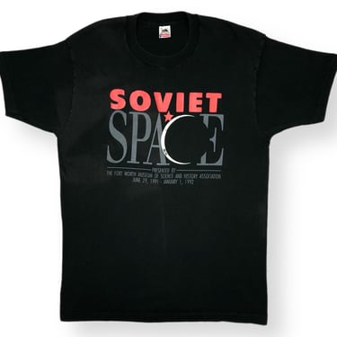 Vintage 90s Fort Worth Museum of Science and History “Soviet Space” Exhibit Promotional Graphic T-Shirt Size XL 