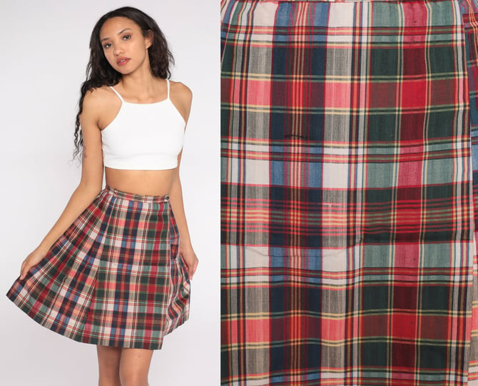 plaid mini skirt xs