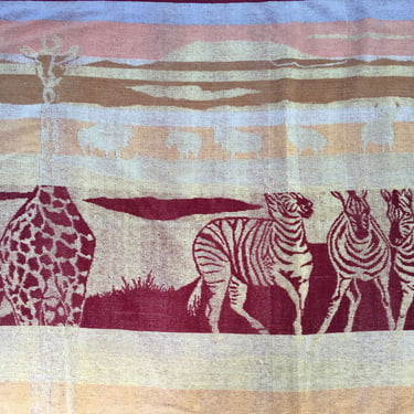 Vintage Animal Beach Towel, Zebra And Giraffe Towel, Safari, Wild Animals, Pool Towel By Body Towels, Serengeti, Afric 