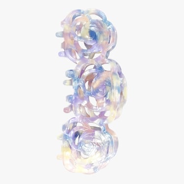 Triple Open Flower Rose Jaw Clip- Blue Lavender