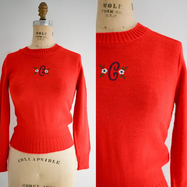 1970s/80s "C" Monogram Red Sweater 