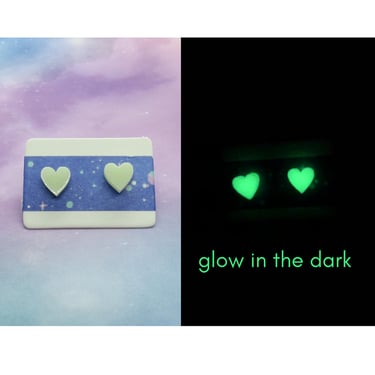 Glow in the Dark Heart Earrings Cute Studs 