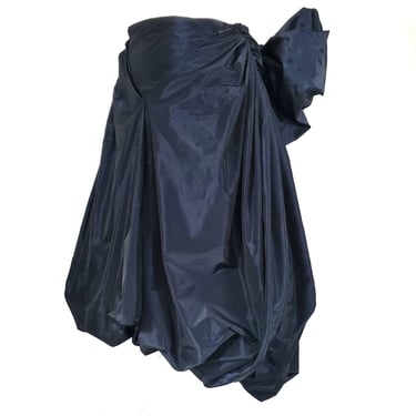 New! High Fashion Tie Back Satin Balloon Parachute Skirt Blue Satin Size Small 