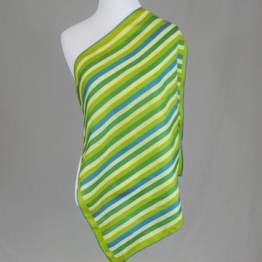 Vintage Vera Scarf - Green Stripes - Designer Vera Neumann - 23